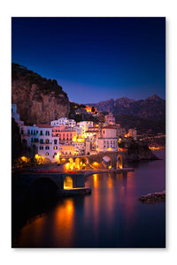  Night View Of Amalfi 24 po x 36 po : Cadre d'art mural et panneau de tissu
