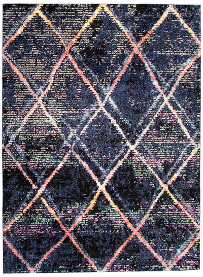 Makondo Abstract Navy Blue Area Rug - 5'3" x 7'3"