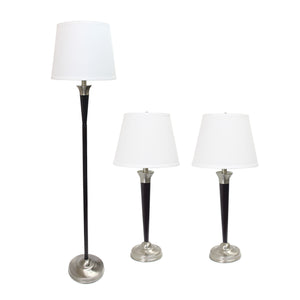 Ensemble 3 lampes Malbec (2 lampes de table, 1 lampe à pied) Elegant Designs noir et nickel brossé
