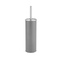 Brosse à toilette et support en métal gris avec couvercle