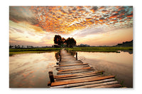  River On Sunset 24 po x 36 po : Cadre d'art mural et panneau de tissu