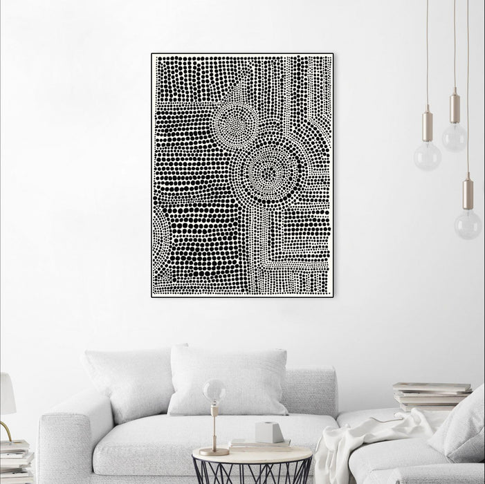 Œuvre d'art murale sur toile encadrée noire « Clustered Dots A » 30 x 40