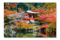 Early Autumn At Daigoji Temple 28 po x 42 po : Oeuvre d’art murale en panneau de tissu sans cadre