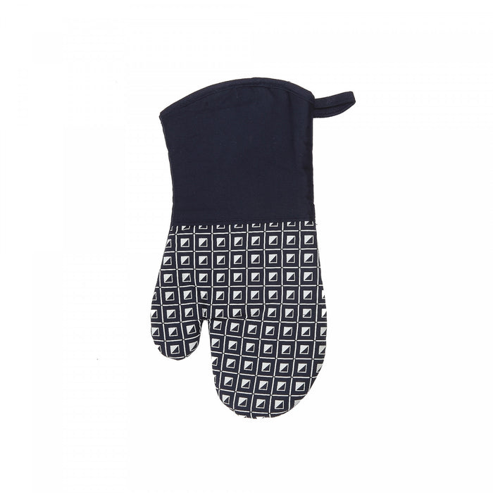 Mitaine de four en silicone bleu marine à motif géométrique - ensemble de 4