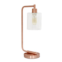 Lampe de bureau/de travail Bronson de type lanterne Simple Designs industrielle en fer style antique, or rose