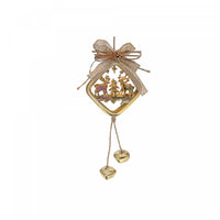 Ornement en forme de diamant avec renne en métal doré - ensemble de 6 ornements de Noël