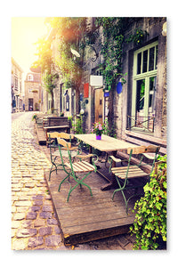  Cafe Terrace In Small European City 28 po x 42 po : Cadre d'art mural et panneau de tissu
