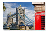 Tower Bridge With Red Phone Booths In London 28 po x 42 po : Cadre d'art mural et panneau de tissu
