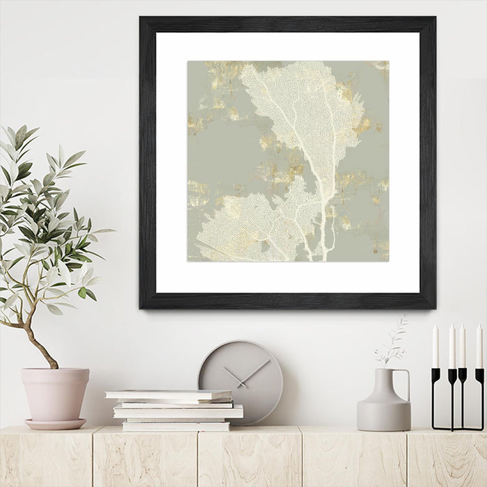 Œuvre d’art murale encadrée noire et mate « Sea Coral Ii » 30 x 30