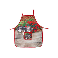 Tablier avec poche orné d’un chat paresseux - ensemble de 2 pièces de linge pour la cuisine