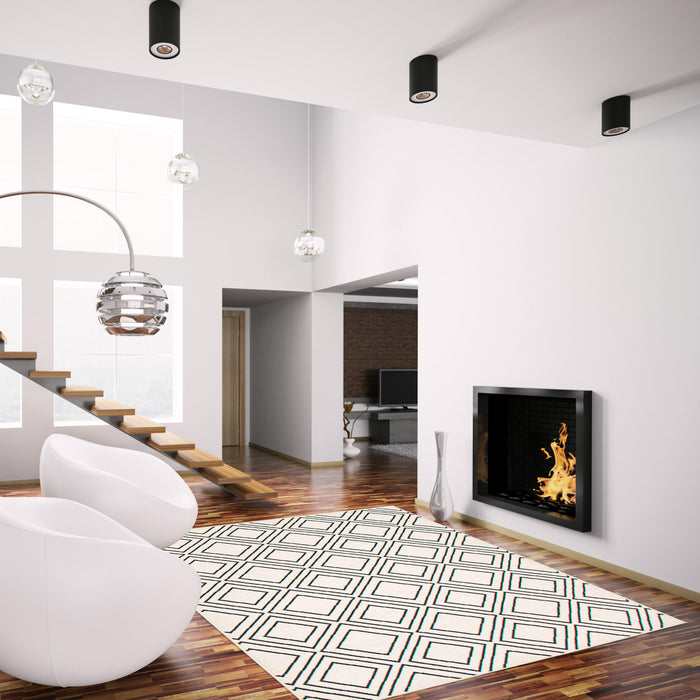 Carpette August blanc géodebleu marine 5 pi 3 po x 7 pi 3 po