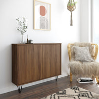Armoire décorative mince Slim Nordika à 2 portes - noyer