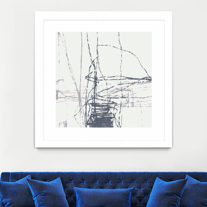 Œuvre d’art murale encadrée blanche et mate « Chalk Doodles G » 30 x 30