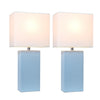 Ensemble 2 lampes de table moderne Elegant Designs en cuir pervenche