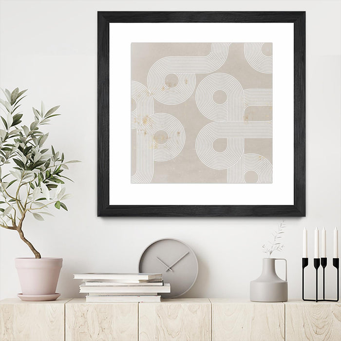 Œuvre d’art murale encadrée noire et mate « Fluxus I » 36 x 36