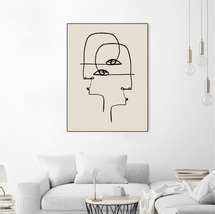 Œuvre d’art murale encadrée noire et mate « Faces » 24 x 32
