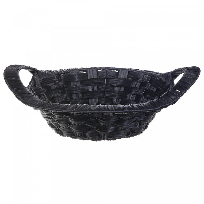 Panier tressé noir de 12,2 po avec poignée ronde - ensemble de 2