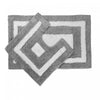 Ensemble de 2 tapis de salle de bain blancs en coton avec bordure grise