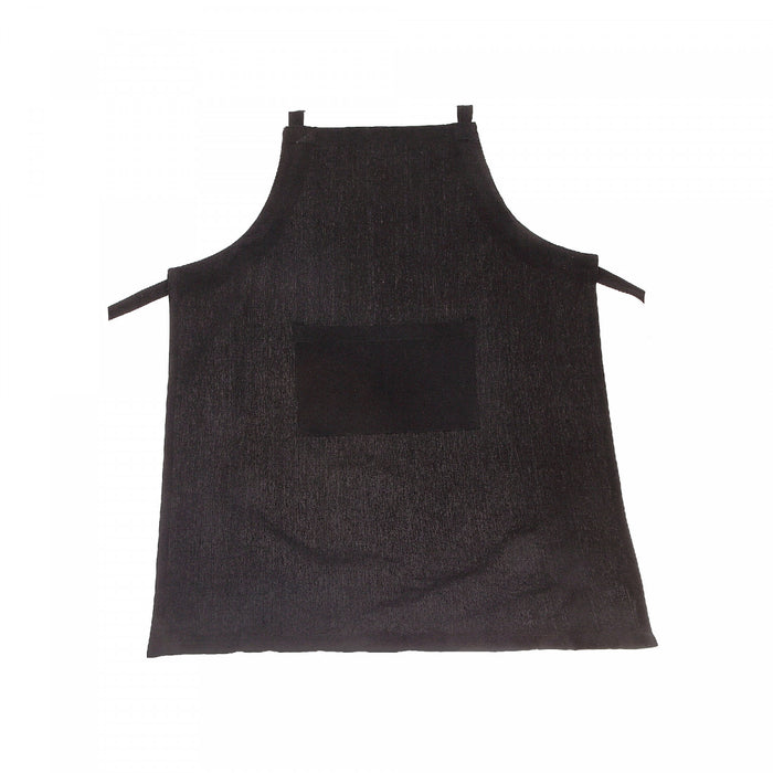 Tablier en polyester-coton noir avec poche
