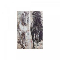 Œuvre d’art murale sur toile peinte à la main au thème « cheval désinvolte » - ensemble de 2 décorations murales