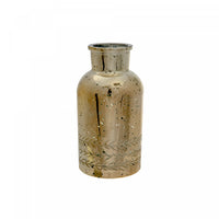 Vase en forme de bouteille doré tacheté orné de trois couronnes de vigne - ensemble de 3
