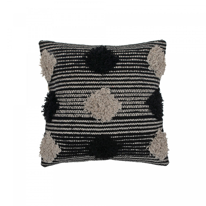Coussin en coton tissé à la main orné de pompons - ensemble de 2 coussins