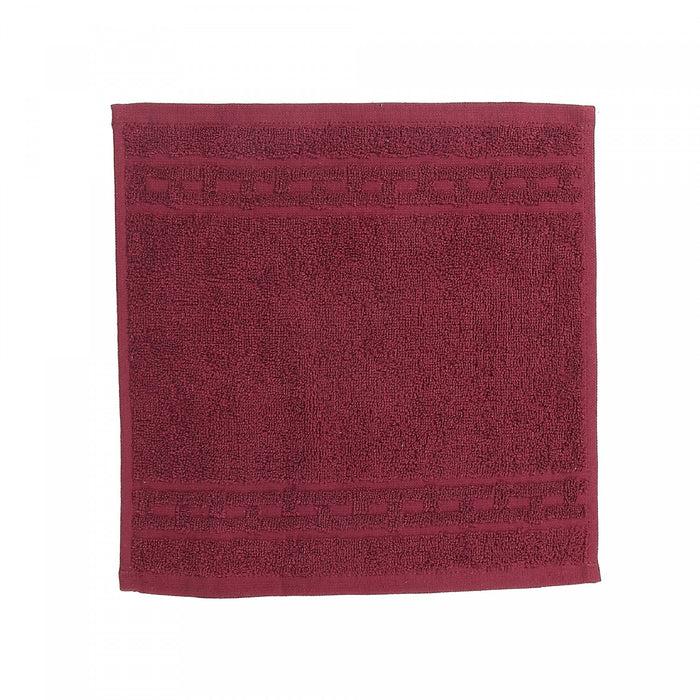 Débarbouillette nattée bourgogne 12 x 12 - ensemble de 6 serviettes