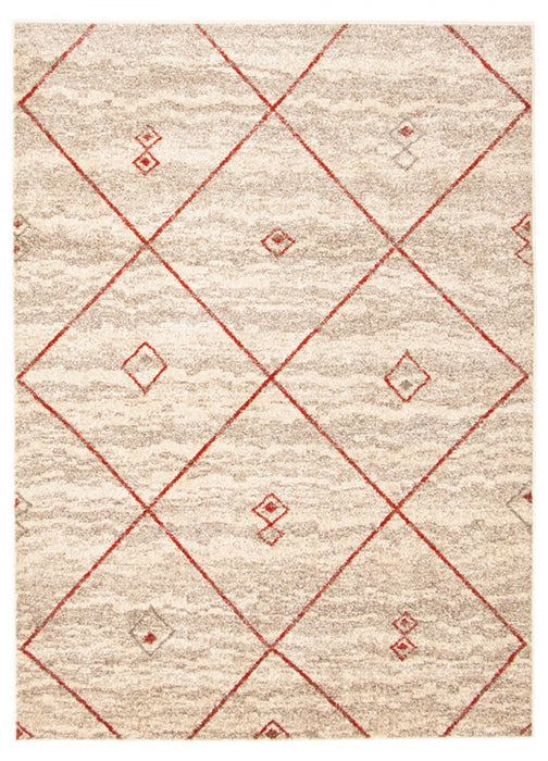 Tapis Grande Ivoire / Rouge 6pi 7 po X 9pi 6po