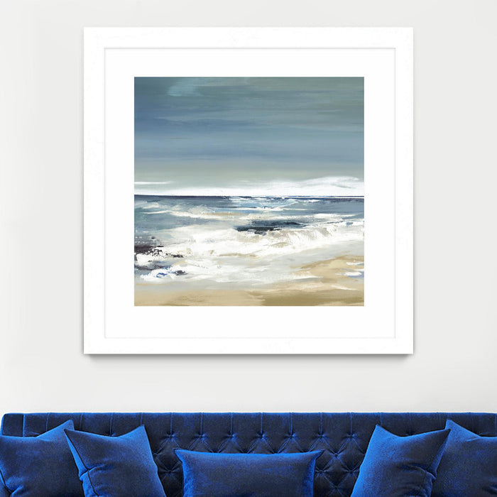 Œuvre d’art murale encadrée blanche et mate « East Coast Ii » 30 x 30
