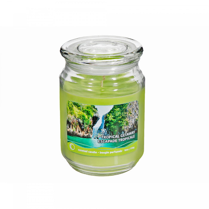 Pot parfumé de 18 oz à arôme d’escapade tropicale avec couvercle en verre - ensemble de 2 bougies