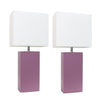 Ensemble 2 lampes de table moderne Elegant Designs en cuir violet