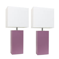 Ensemble 2 lampes de table moderne Elegant Designs en cuir violet