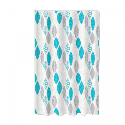 14pc Set Peva S. Curtain 12 Hooks and Bathmat Leaves Shower Curtains|Ensemble 14 pièces en CAV/E à motif de feuilles avec rideau de douche à 12 crochets et tapis de salle de bain