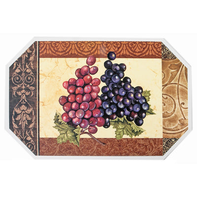 Plastic Placemat Octagon Fresh Grapes - Set of 12|Napperon octogonal en plastique avec une image de raisins frais - ensemble de 12