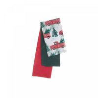 Ensemble de 3 linges à vaisselle à motif de camion rouge et d’arbre - ensemble de 2 paquets de linge pour la cuisine
