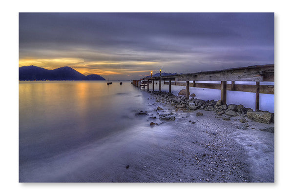  Slow Shutter Photography At The Jetty 24 po x 36 po : Cadre d'art mural et panneau de tissu