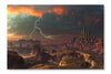 Electric Storm Over Distant Alien City 16 po x 24 po : Oeuvre d’art murale en panneau de tissu sans cadre