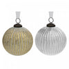 Ornement côtelé de 4 po en verre blanc peint or et argent - ensemble de 4 ornements de Noël