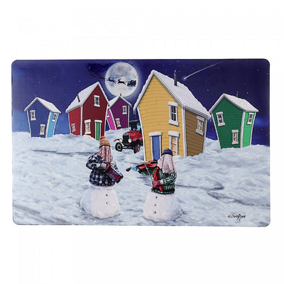 Plastic Placemat Snowmers - Set of 12|Napperon en plastique avec une image de bonshommes de neige masqués - ensemble de 12