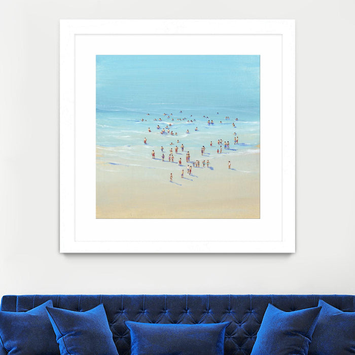 Œuvre d’art murale encadrée blanche et mate « Beach Day Ii » 36 x 36