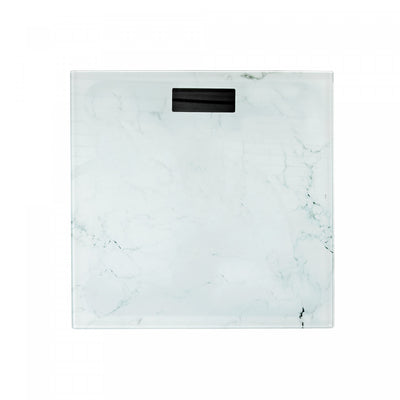 Digital Glass Body Scale Square - White Marble Bath Accessories|Pèse-personne numérique carré en verre - accessoires de salle de bain d’apparence marbre blanc
