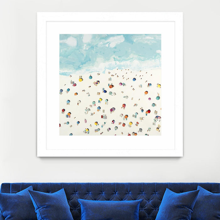 Œuvre d’art murale encadrée blanche et mate « Beach Days » 30 x 30