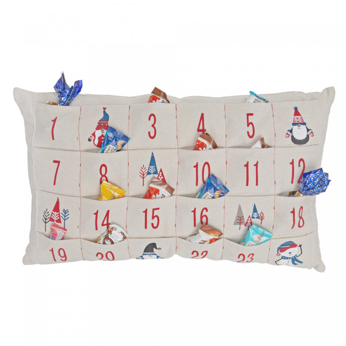 Coussin calendrier de l’avent à 24 pochettes - ensemble de 2 coussins