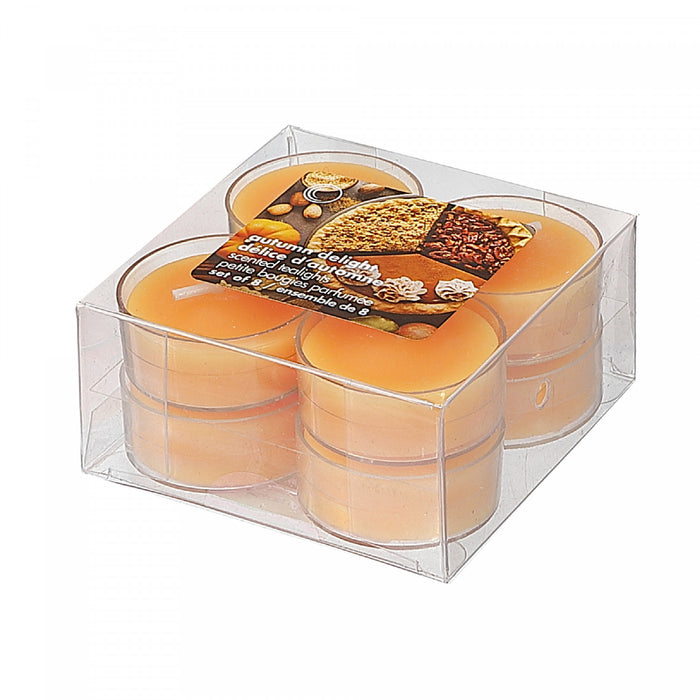 Paquet de 8 bougies chauffe-plats parfumées à arôme de délice d’automne - ensemble de 2 paquets de bougies