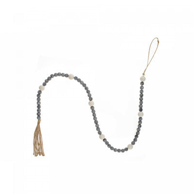 Dual Wood Bead Garland Grey Christmas Ornaments|Guirlande de Noël double grise avec perles en bois