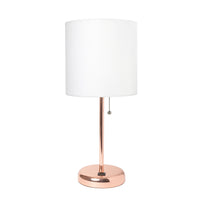 Lampe de table Limelights blanche avec pied mince or rose et port de recharge USB