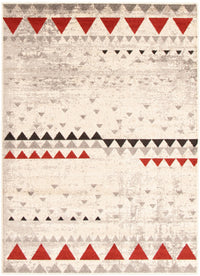 Carpette Raja ivoire-rouge - 7 pi 10 pox 10 pi 2 po