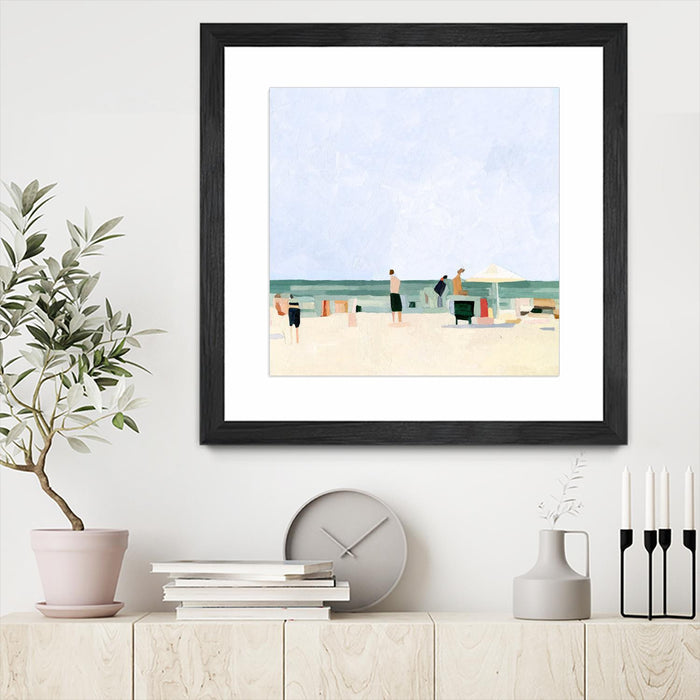 Œuvre d’art murale encadrée noire et mate « Family Vacation I » 36 x 36