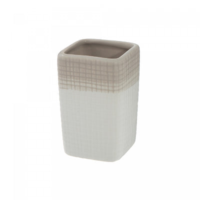 Ceramic Tumbler Lattice - Set of 2 Bath Accessories|Gobelet pour salle de bain en céramique à motif de treillis - ensemble de 2 accessoires pour salle de bain