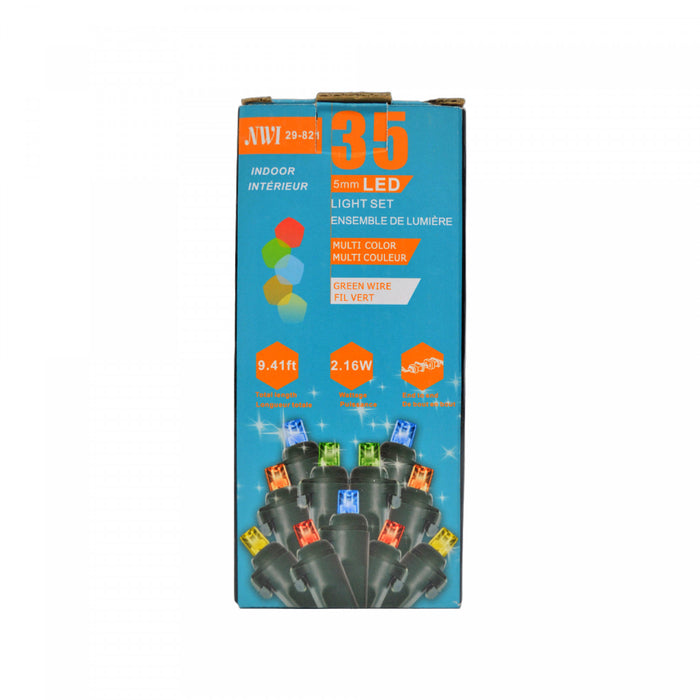 Jeu de 35 lumières à DEL de 5 mm pour l’intérieur avec ampoules multicolores - ensemble de 2 jeux de lumières de Noël